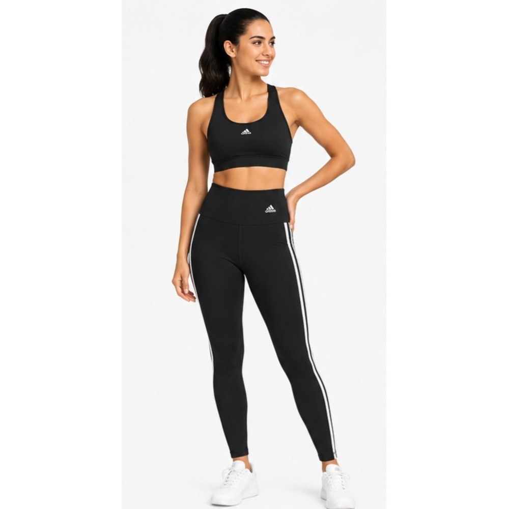 ADIDAS 3-Stripes High-Rise Athletic Leggings Women's Size Small‎ Black